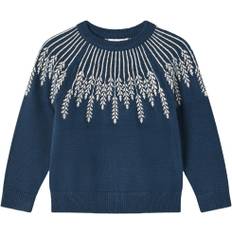 Fliink Alon Leaf Pullover Str 2Y/92 - Insignia Blue Bluser Polyester hos Magasin