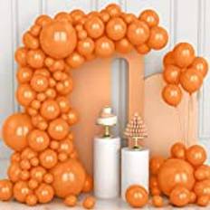 Sats med girlang/båge med 106 stycken orangea ballonger, bågsats, 13, 25, 30 och 46 cm, latexballonger med ballongband, för män, kvinnor, pojkar, flickor, födelsedagsfest, halloween, bröllop, picknick, möhippa, dekorationer