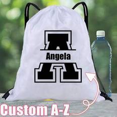 Personalised Initial & Name Back To School Drawstring Rucksack Bag,Teens Name On A PE Bag Swimming Bag Gym Bag Afterschool Club Bag,Drawstring Bag,Gym - Multicolor