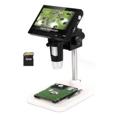 WADEO 4,3-Zoll-LCD-Digitalmikroskop 1000x inkl. 32GB Karte, Tragbares Mikroskop für Kinder/Erwachsene, USB-Digitalmikroskop mit 8 einstellbaren LEDs und Metallständer, MacOS Windows kompatibel
