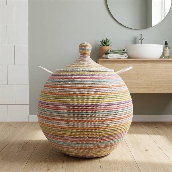 Alibaba vasketøjskurv - Megastor, MULTICOLOR striber