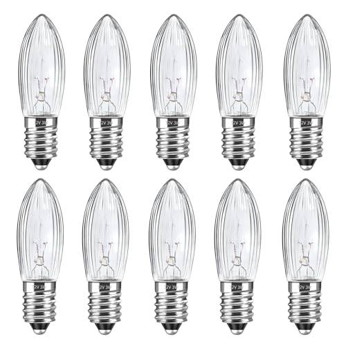 Set med 10 E10, 12 V, 3 W, glödlampa, varmvit 2 700 K, 30 LM, E10 liten skruvbas, utbytbar glödlampa, för Fairy Lights, ljuskrona, ljusbåge, julkransar, julgran