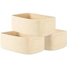 Liten vävd korg, förvaringskorg för organisering, söt liten rephylla garderobskub förvaringskorgar för hyllor, hundleksakskorg, presentkorgar tomma, 3-pack (beige, 32 cm L x 20 cm B x 10 cm H)