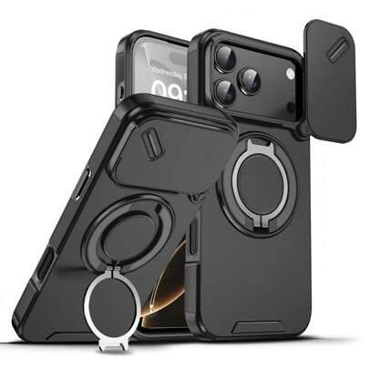 Fallskyddande, 360° roterbart och stötsäkert telefonskal för militär industri, kompatibelt med Apple 11/12/13/14/15/16 Pro Max, S22/23/24+ UA04/A05/A1 - Svart (Multi-size)