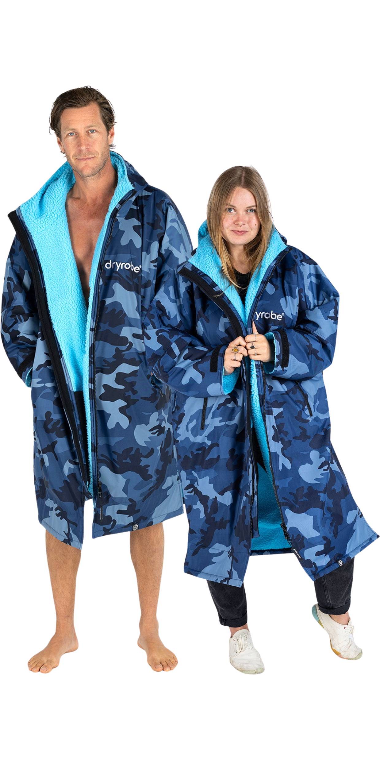 Dryrobe Advance Long Sleeve Changing Robe - Blue / Camo, Size XL
