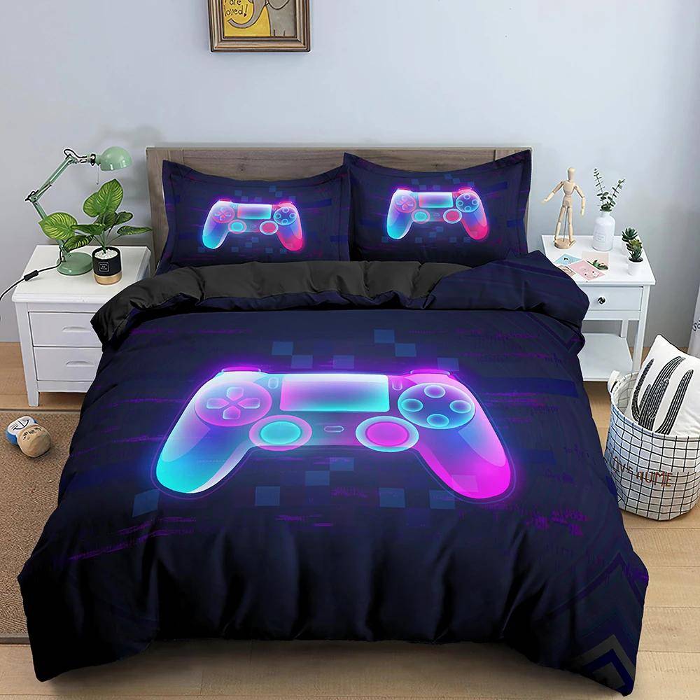 Barn Ungdomar Videospel Påslakanset Pojkar Gamer Täcke Överdrag Spelkonsol Mönster Sängkläder Set Polyester Quiltöverdrag 135x200cm 2pcs