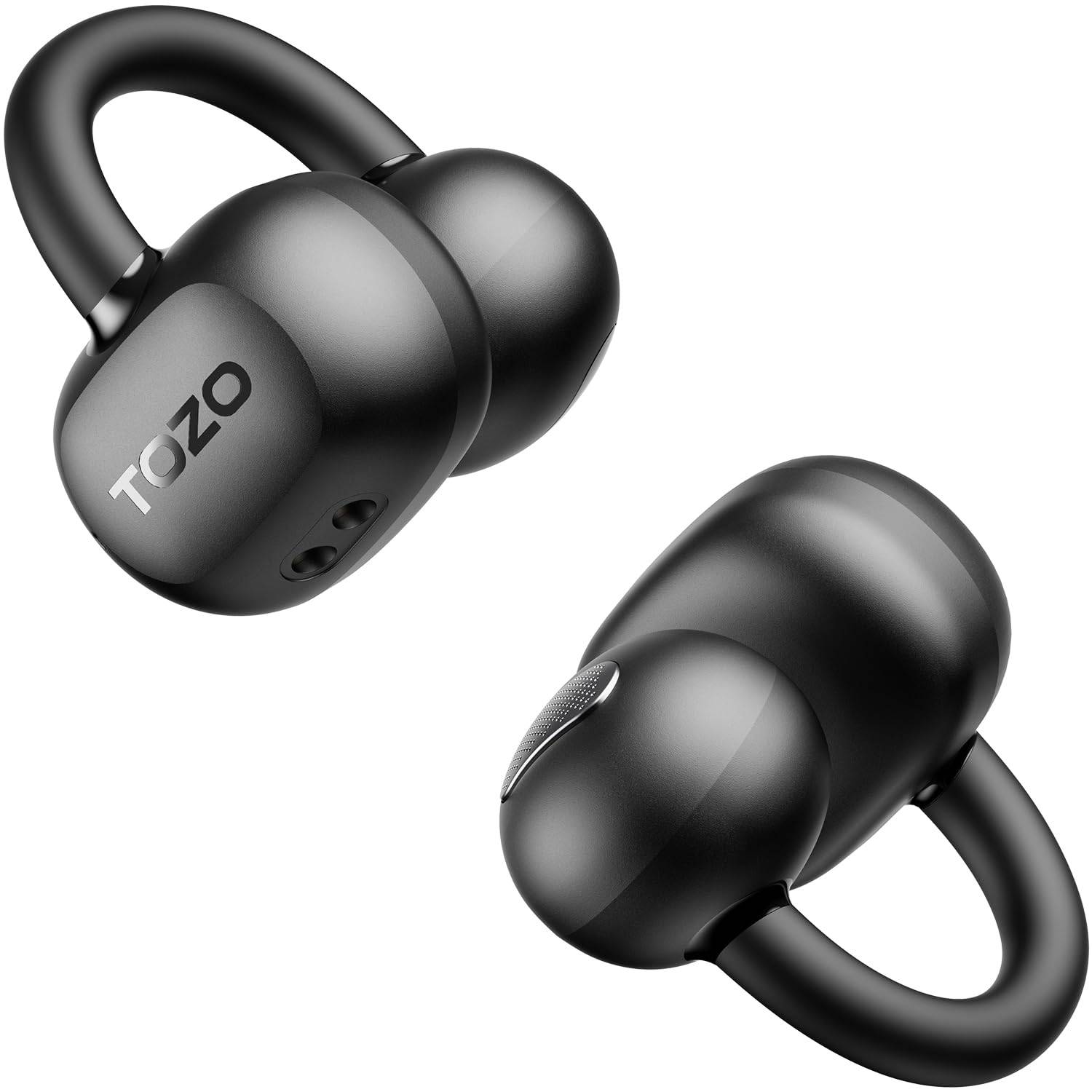 TOZO Open Ear Earbuds with Ear and Slim Comfortable No Ear LED Battery Level Bluetooth Up to 40 Hours of Fast IPX5 Compatible with Dedicated EQ svart