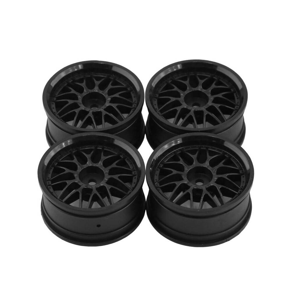 4PCS 1.9Inch Plastic 52MM Wheel Hub Rim for RC Car 1/10 -Road Drift HPI RedCat Sakura HSP,Black