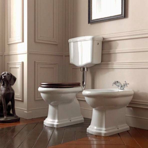 Lavabo Retro low gulvstående toilet i hvid til S-lås