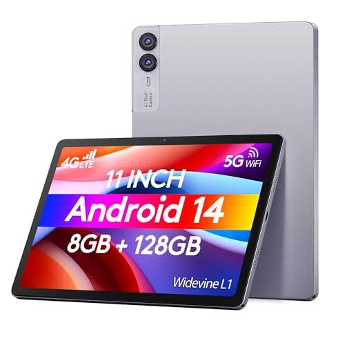 Wainyok 11 tum Android 14 surfplatta med 8 GB RAM + 128 GB ROM (1 TB TF) | Octa-Core | Widevine L1, FHD-skärm, 13MP+5MP, 7000mAh, GPS Lila