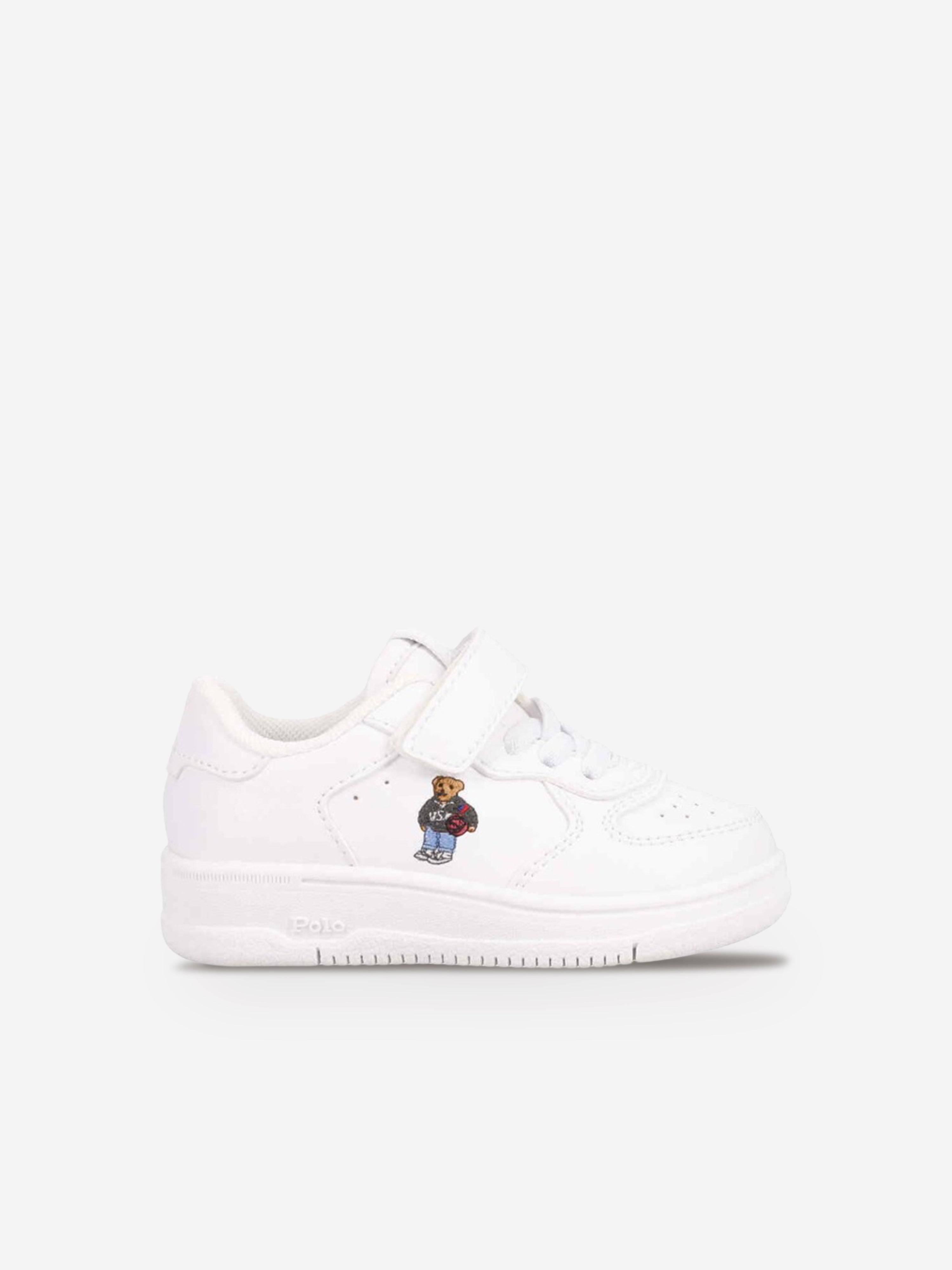 Ralph Lauren Kids Masters Court Bear PS Trainers in White - White / EU 28 UK 11 US 11.5 (EU 28 UK 11 US 11.5)