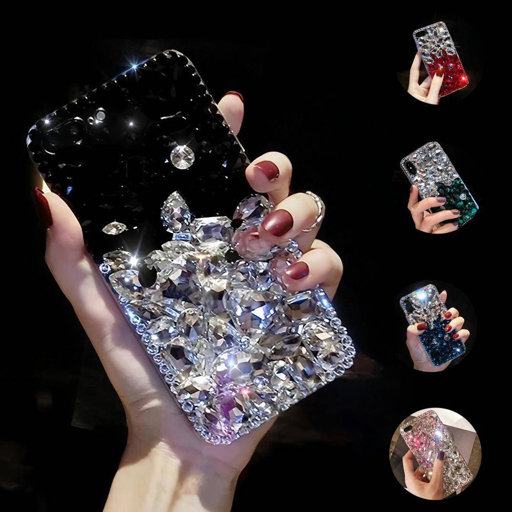 Lyxigt Bling Strass Kristall Blomma Fodral För XiaoMi 15 Ultra 14 Pro 14T 14A Plus 13 Lite 13T 12 12T 12S 12X 5G Glittrande Diamant Ädelsten Cover vit