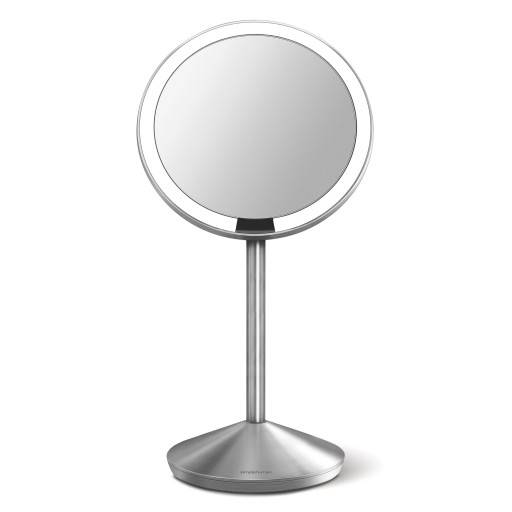 Simplehuman makeup spejl med lys, Ø14,5 cm, børstet rustfrit stål