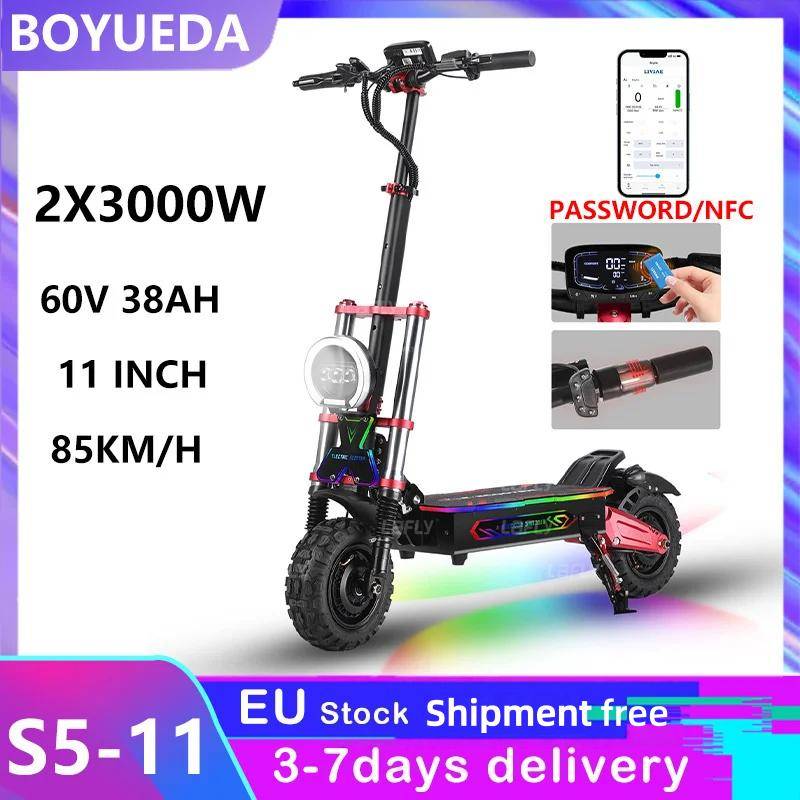 BOYUEDA S5 Elsparkcykel 6000W Motor 60V38AH Batteri Bluetooth APP-anslutning Smart NFC-funktion 11  Terrängdäck