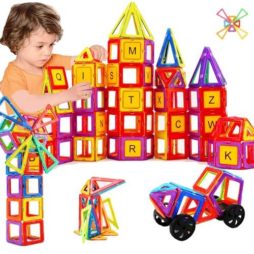 Morkka Magnetiska Byggstenar Magneter Byggsats 3D Regnbågsfärg Pedagogisk Leksaksuppsättning Kreativa Leksaker Barn Småbarn Flicka Pojke bil Pariserhjul Magnetic Building BlocksSet Kids Toys Rainbow (124pcs)
