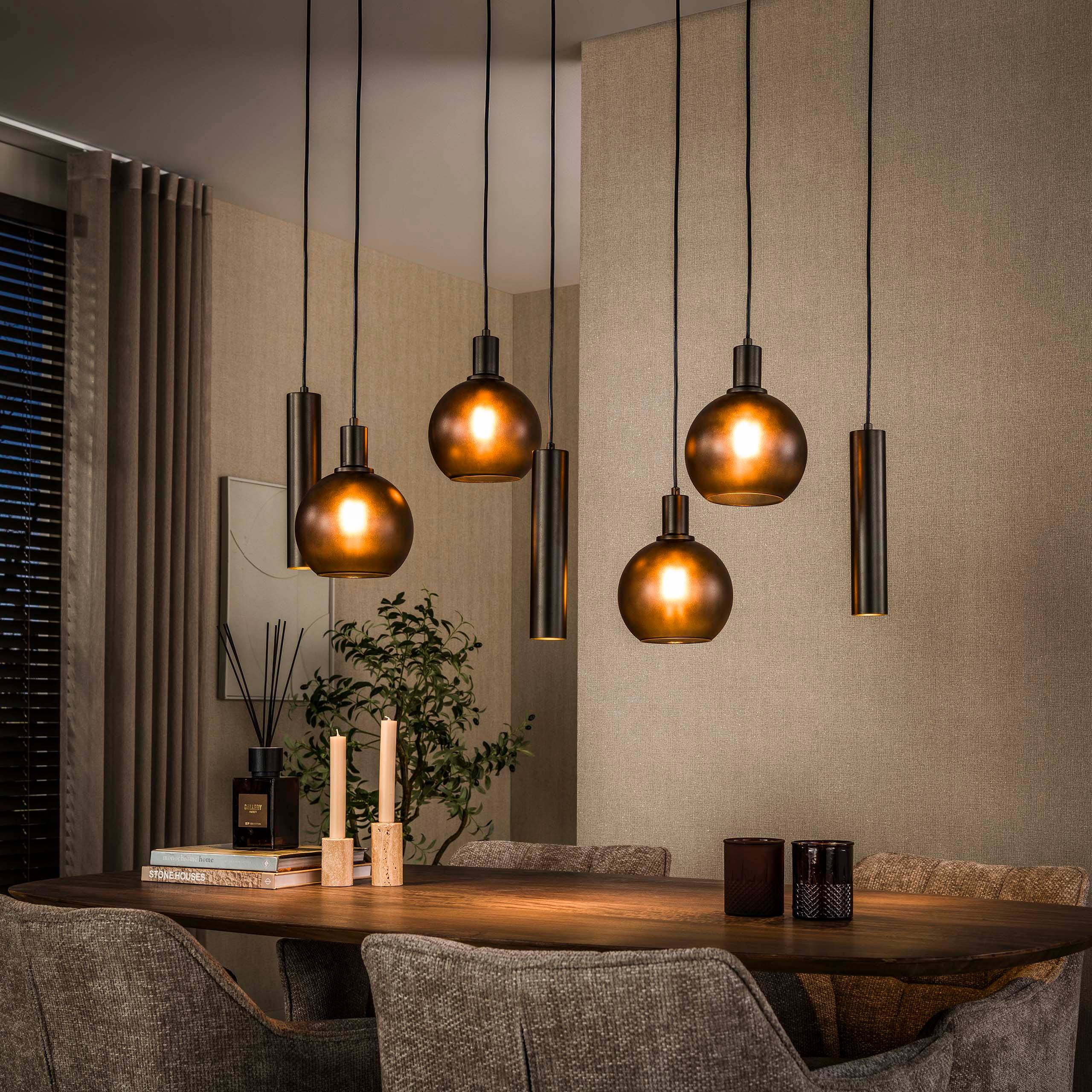 Bambino - Loftlampe med kombination af syv kupler i glas og brun metal Levering med pære(r)