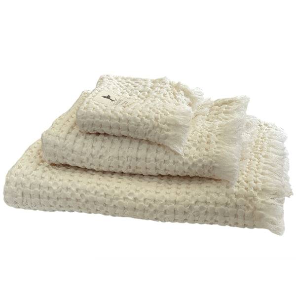 MB SEA &SALT Handdukar våfflade Ecru 3 st 30x50 - 50x100 - 70x140 cm