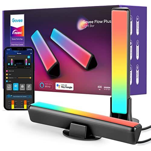 Govee Smart LED-ljusstänger, RGBICWW TV-bakgrundsbelysning | 64 scenlägen för atmosfär, spel, musiksynkronisering, kompatibel med Alexa, Matter och Google Assistant, Silver