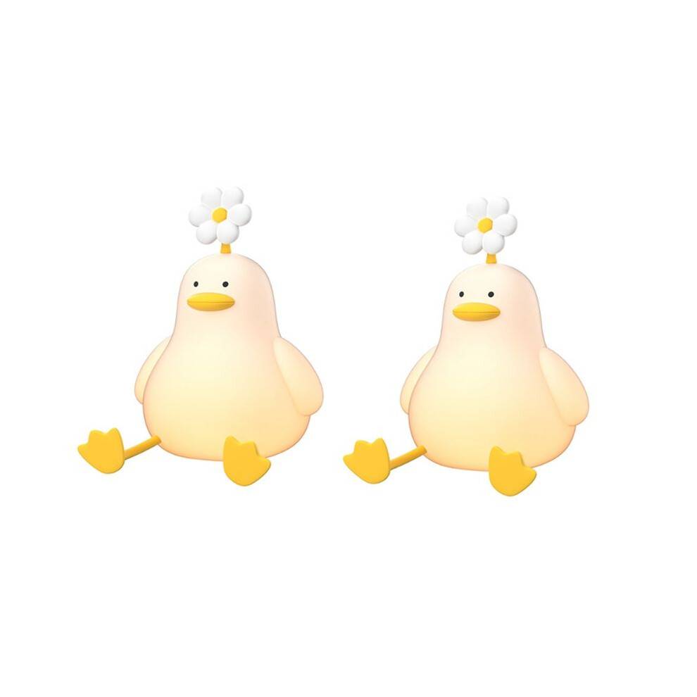 2st Flower Duck Nattlampa 3 Färger Silikon Nattlampor USB Uppladdningsbar Timing Touch Lampa Vid Sängkanten