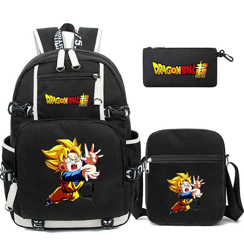 3 st/set Anime Dragon Ball Laptop Ryggsäck Unisex Bagpack med Lunch Handväska för flicka Pojke Tonåring Skolväska Män Dam Fritidsväska Ryggsäck Mochila