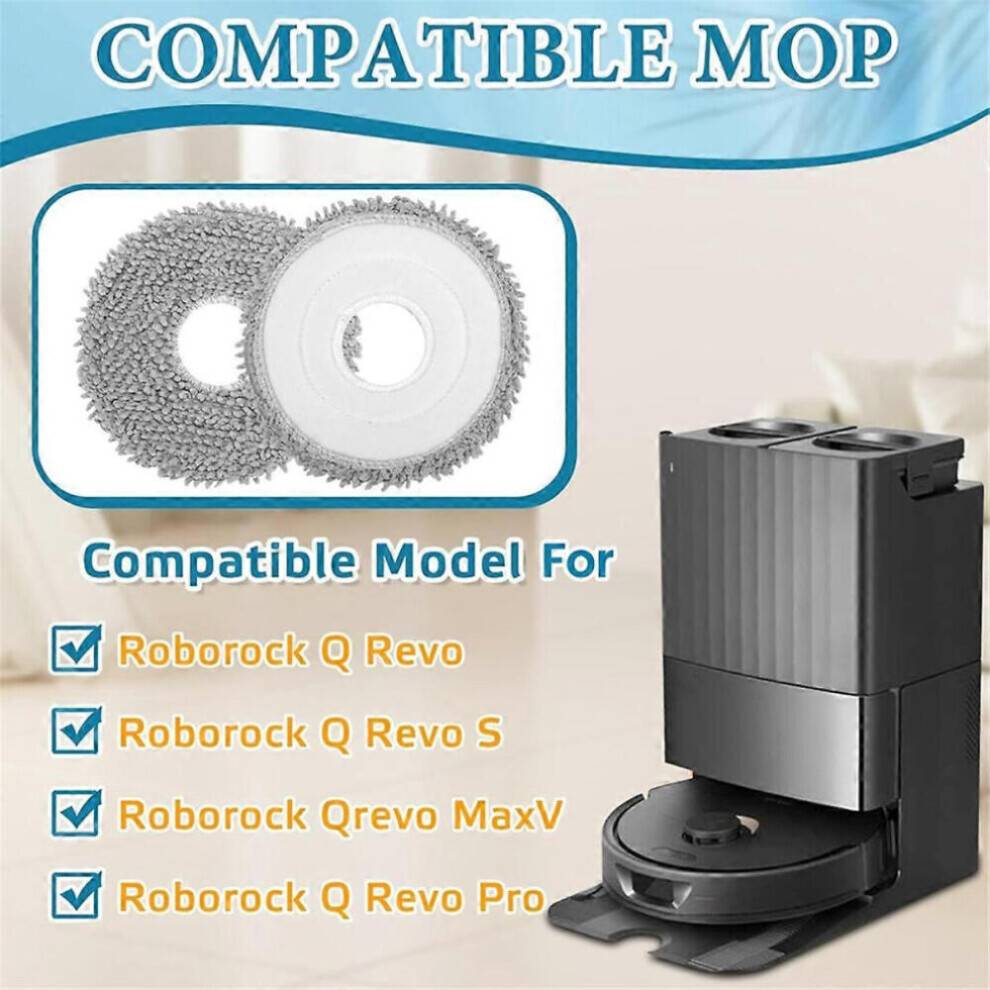 Rengøringsklude kompatible med Roborock Q Revo/Qrevo Pro/Qrevo S/Qrevo Curv/Qrevo MaxV robotstøvsugere