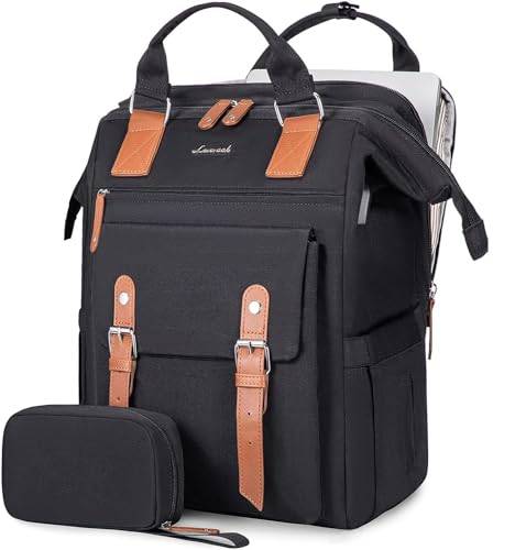 LOVEVOOK Damryggsäck, vattentät laptopryggsäck, stor skolryggsäck med USB-laddningsport, för skola, arbete, universitet, studenter, lärare, business och kontor