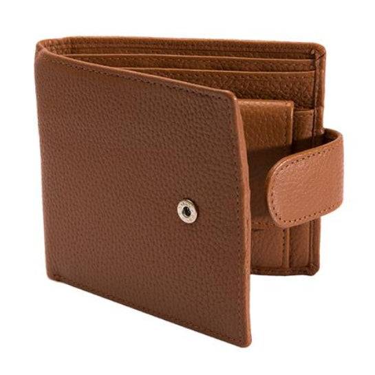 Men's Pebble Grain Leather Bifold Wallet with RFID Blocking and Coin Purse