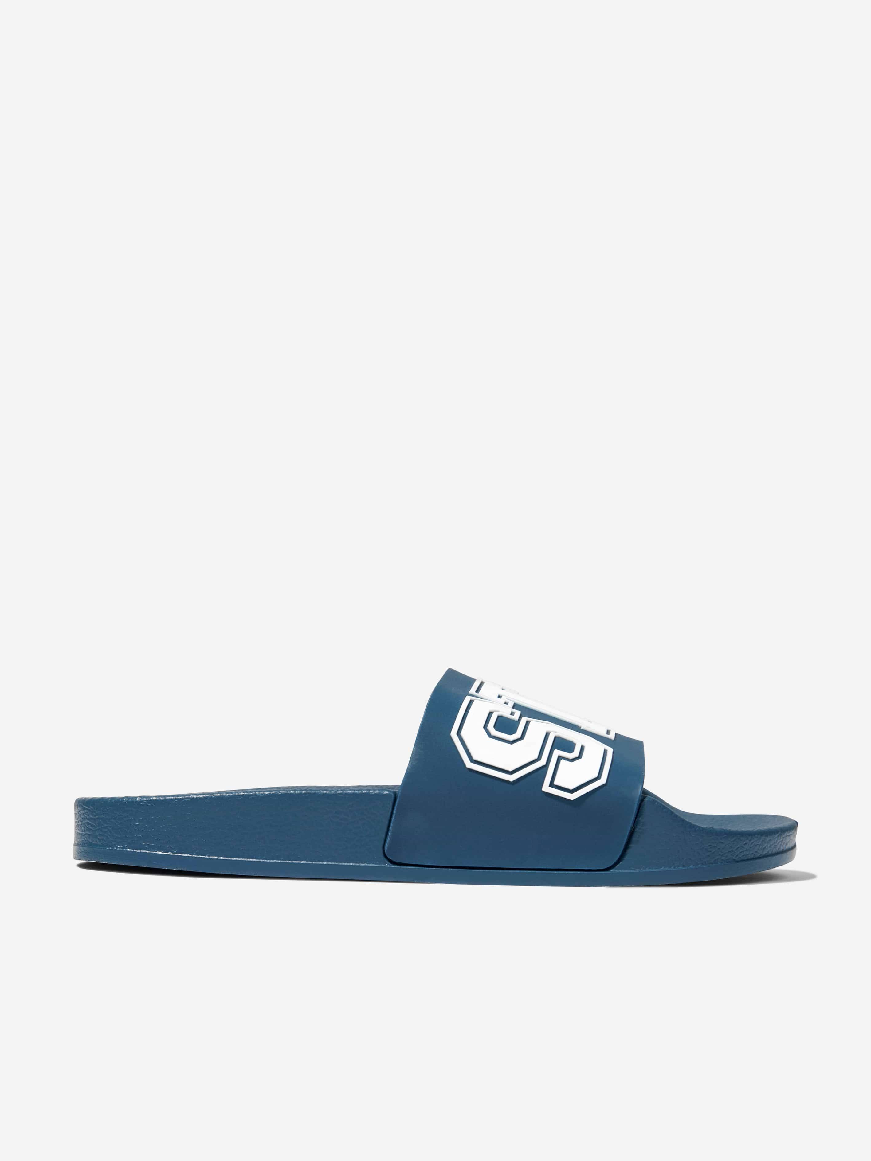 Stella McCartney Boys Logo Sliders in Blue - Blue / EU 36 UK 3 (EU 36 UK 3)