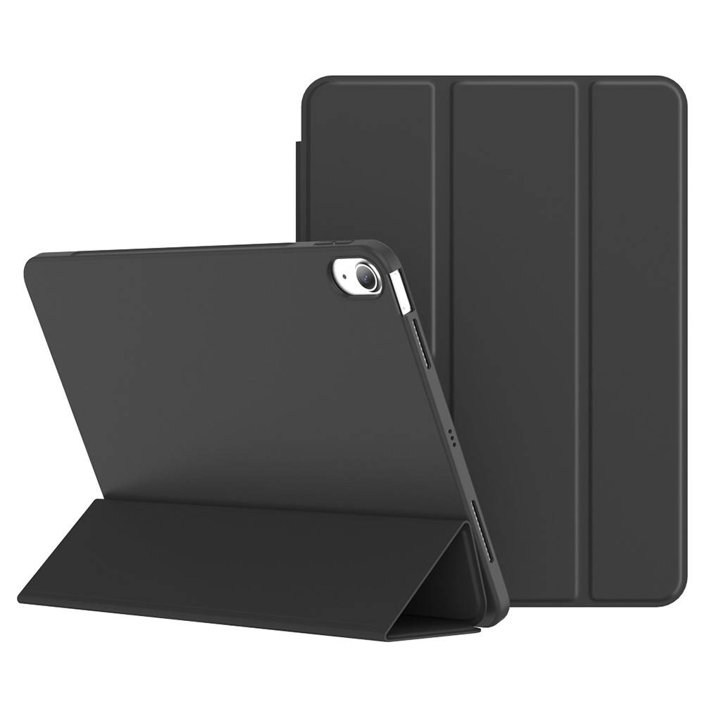 iPad 11 A16 (2025 / iPad 10.9 (2022) - Smalt trippelvikbart läderfodral - svart