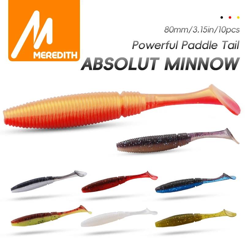 MEREDITH Fishing Lure 3.15in 10pcs Powerful Paddle Tail Soft Lures Bite for Saltwater & Freshwater Fishing