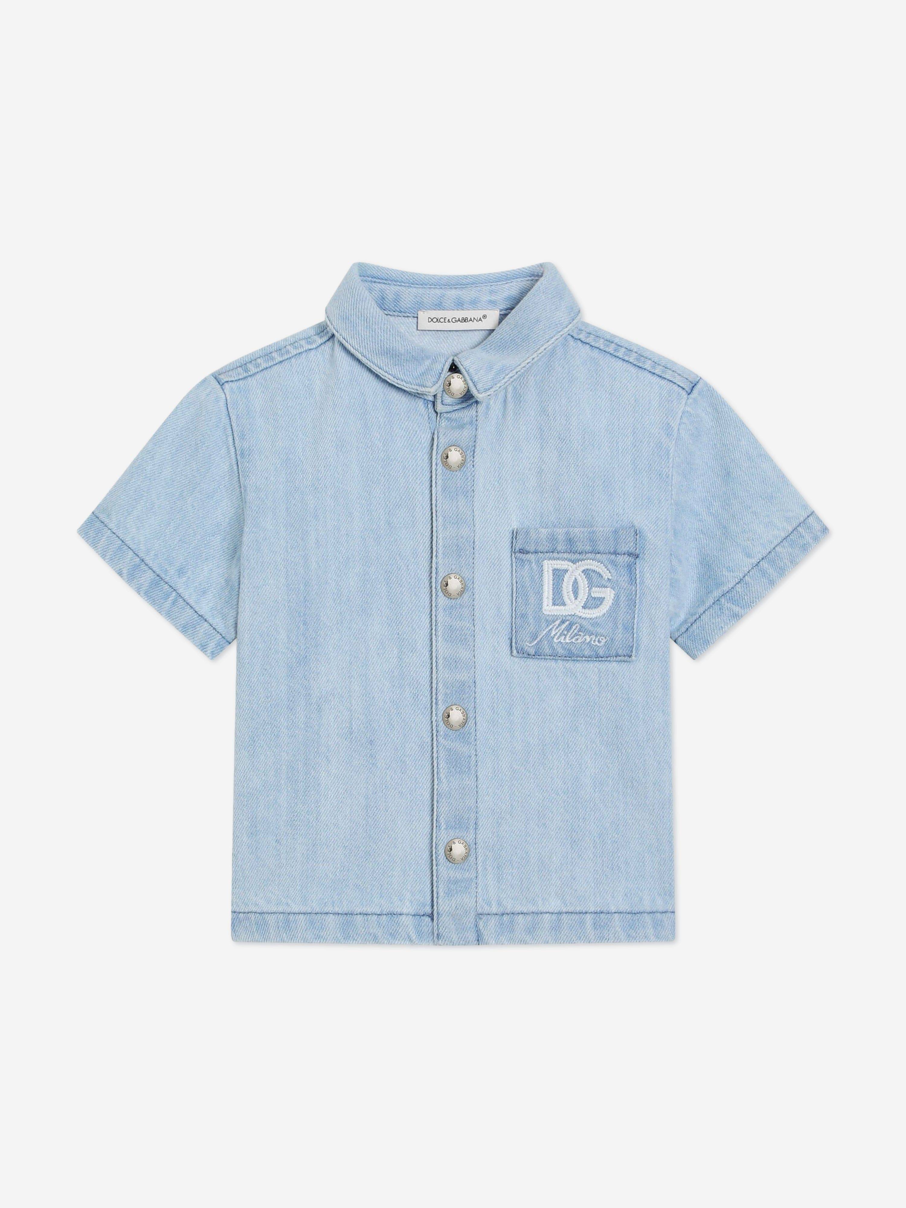 Dolce & Gabbana Baby Boys Logo Pocket Denim Shirt in Blue - Blue / 12 - 18 Mths (12 - 18 Mths)
