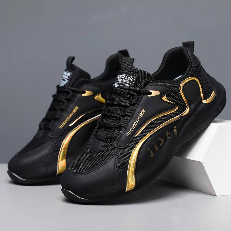 Sommar Herr Andningsbara Mesh Sneakers Färgblock Lågskurna Fritidsskor Minimalistiska Stilfulla Komfortskor För Män Tenis cm black