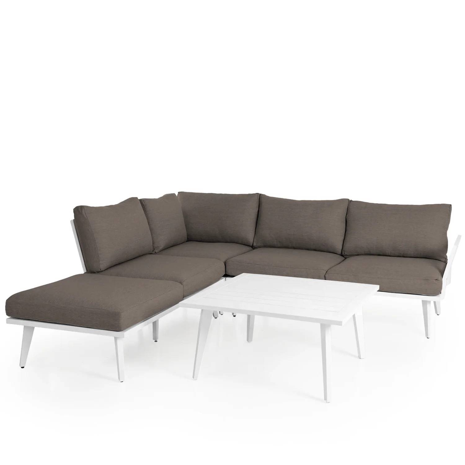 Villac hörnsoffa med divan - vit/brun - Vit/Brun