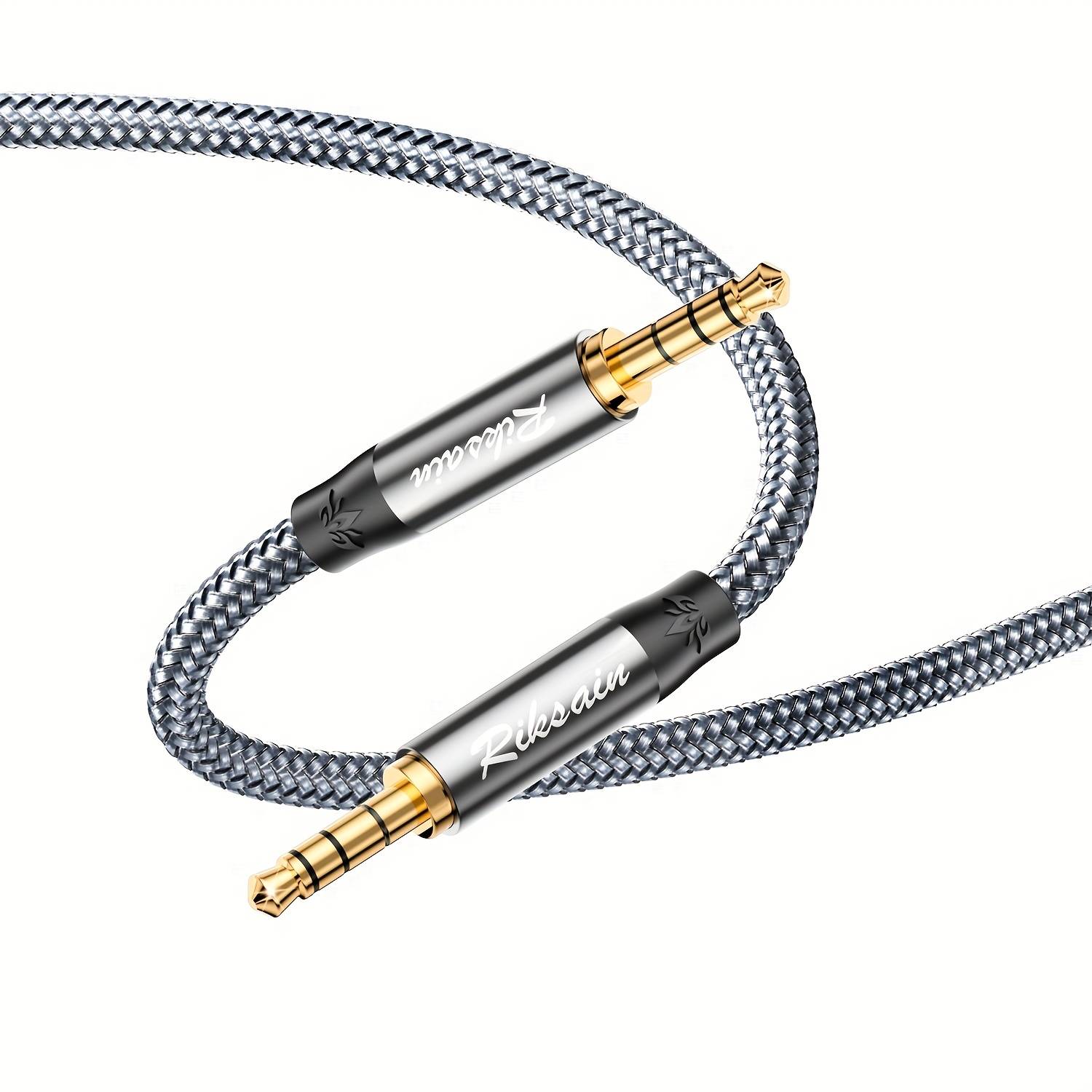 TEMU 3.5mm Male To 3.5mm Male Aux Audio Cable, 4-pole Stereo Trrs Jack Auxiliary Cable, Nylon Braided Auxiliary Cable, For Headphones, Speakers, Mobile Phones, Tablets, Car Audio, Home Stereo