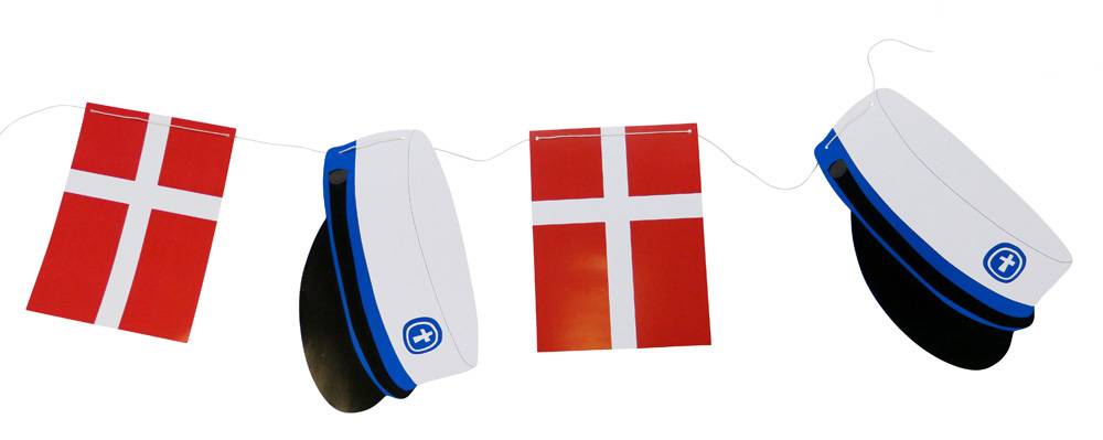 Studenter guirlande med blå huer og flag