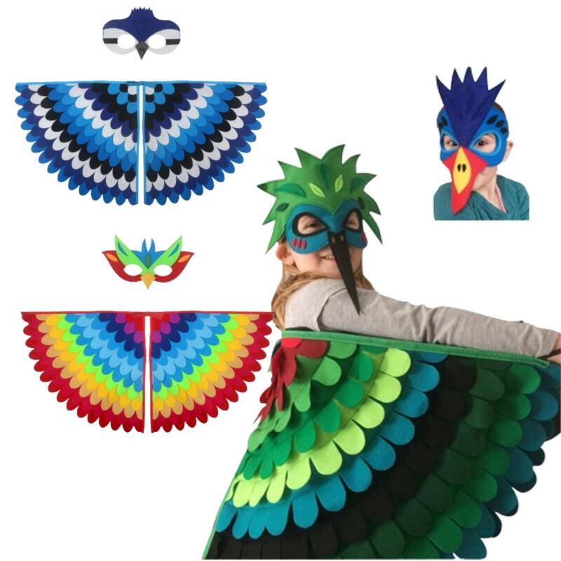 Djurfågelvingar+Maskdräkt Scenföreställning PåfågelugglaPapegojFågel FiltkappaHalloweenFågel Rolig Fest Cosplaykappa cm