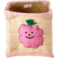 Rice Raffia Toy Basket - Rasberry - Small