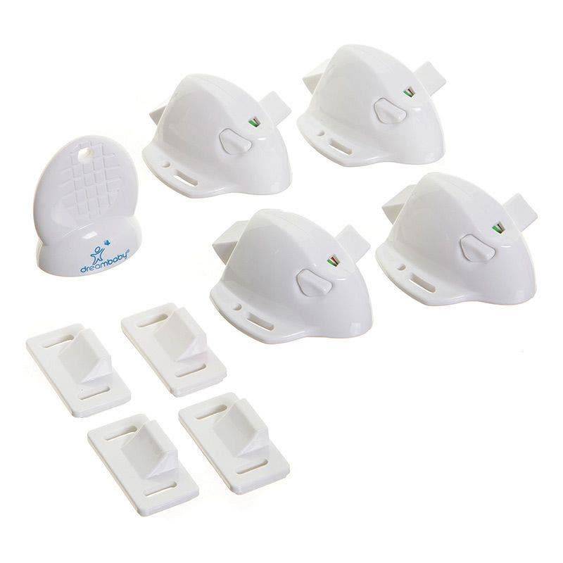 Magnetlås till lådor och skåp Dreambaby självhäftande 4-pack (Utan nyckel)