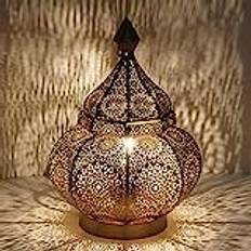 Casa Moro Gohar Orientalisk bordslampa, 30 cm hög, med antikt-guld-utseende, E14-sockel, sängbordslampa i metall, påminner om Tusen och en natt, vacker och dekorativ julbelysning, LN2090
