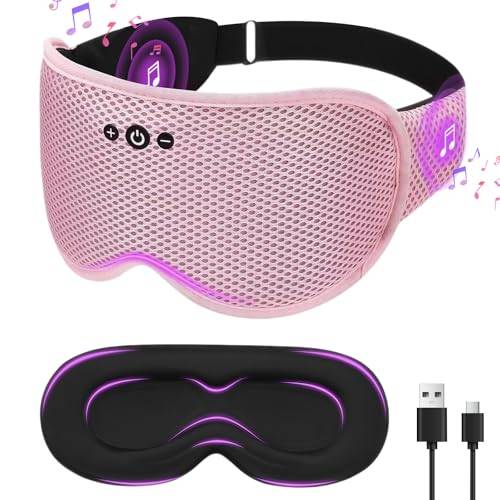 flintronic Sovmask med Bluetooth V5.4-hörlurar, Bluetooth-sovhörlurar, trådlösa sovhörlurar med HD-stereohögtalare för sömn, sömnlöshet, resor, yoga, meditation
