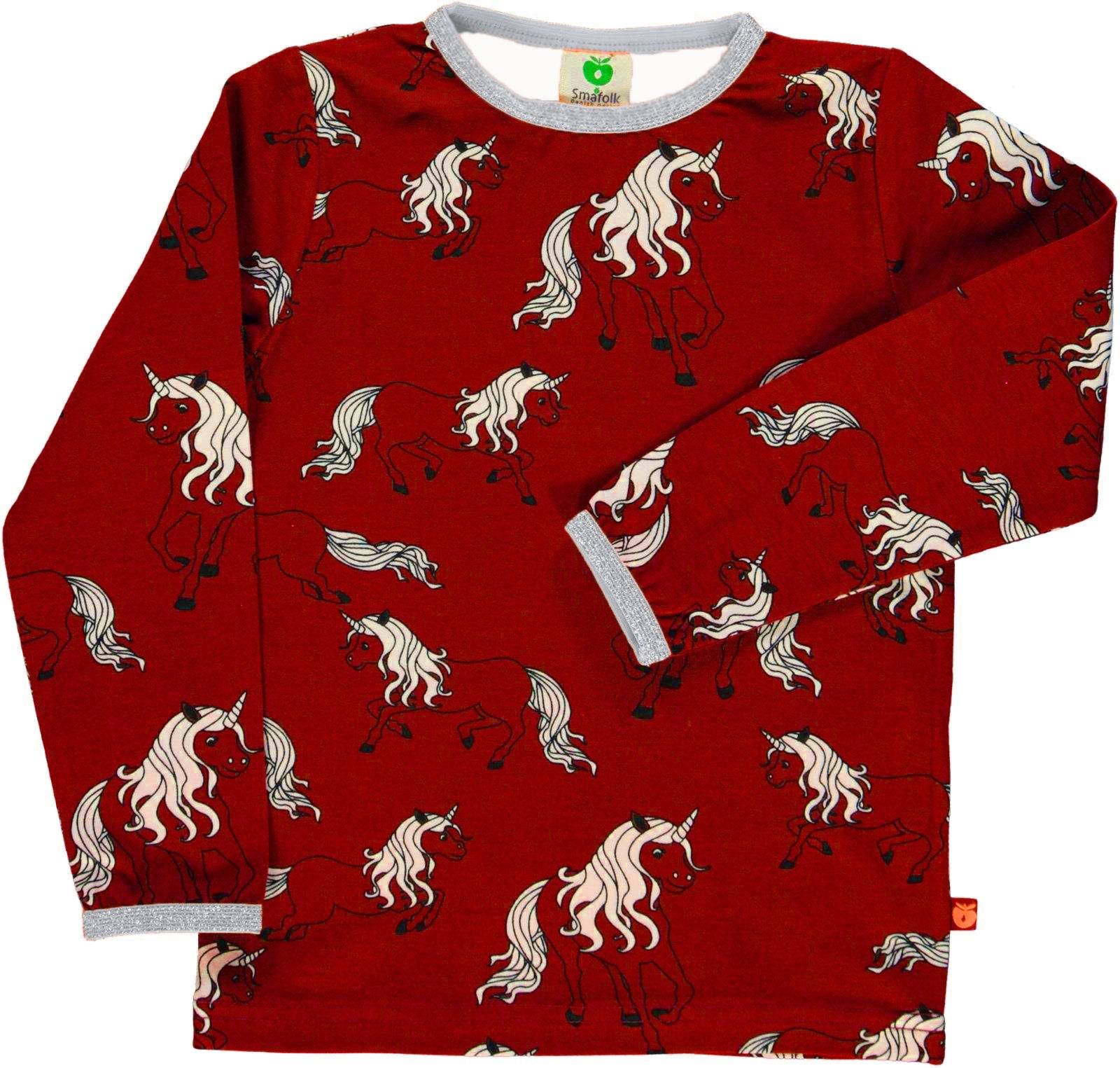Langærmet t-shirt med enhjørninger - Red / 68 cm