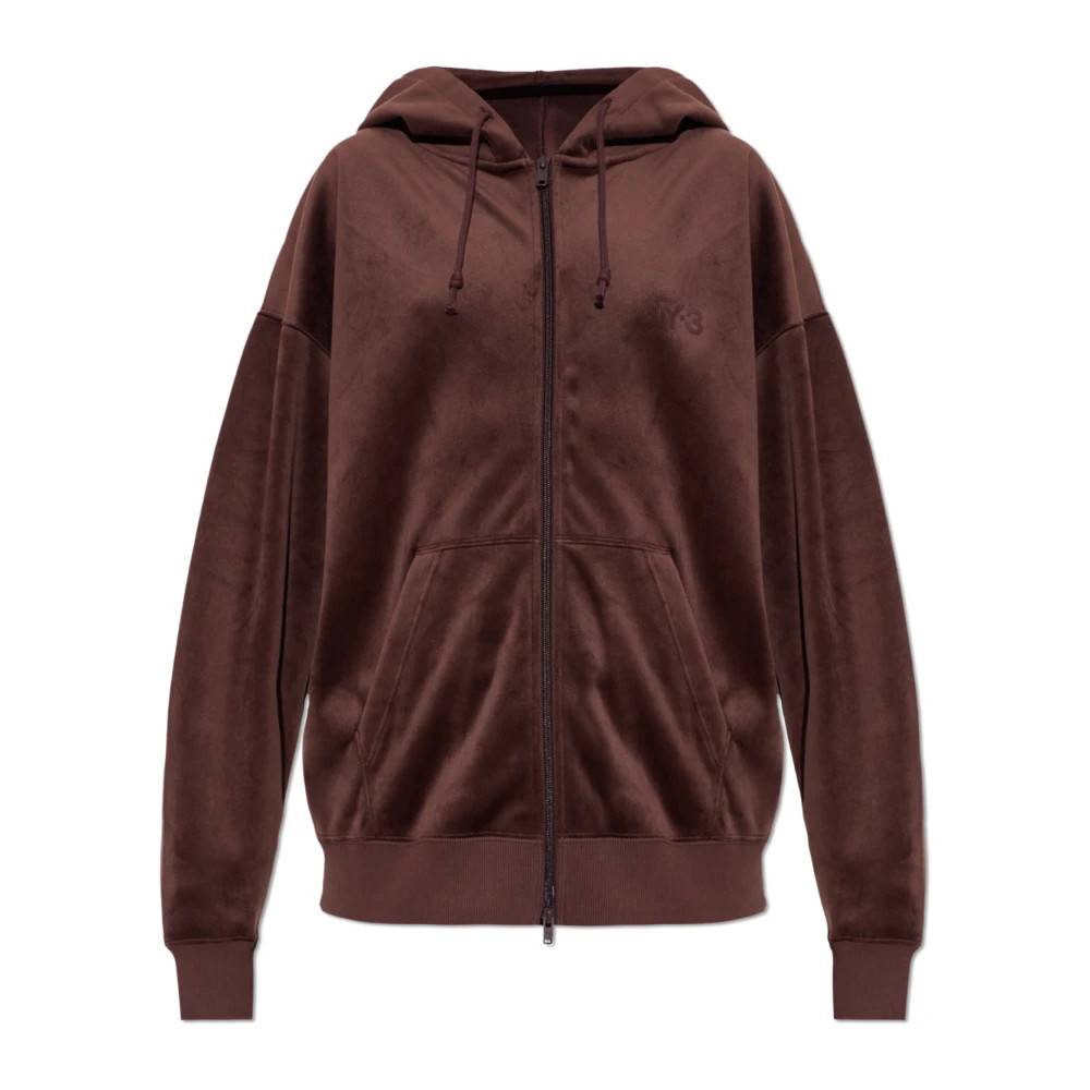 Y-3 Velour Ribstrikket Lynlås Hættetrøje - Sweatshirts - Dame - Rød - 2XS - Uld