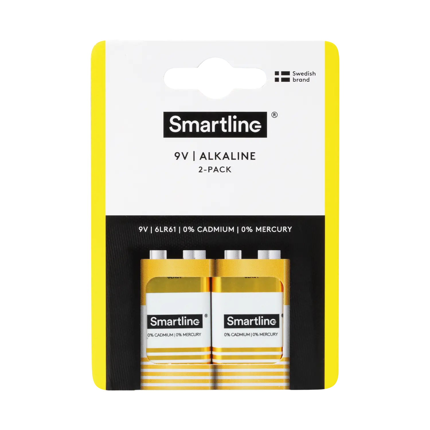 Smartline Alkaline 9V-batteri 6LR61 (2-pack)