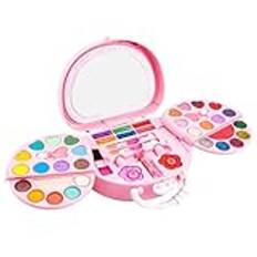 Sminkspel för flickor, sminkbox kit för barn - Tvättbara kosmetiska spel Sminkkit för flickor - Skönhet Säker rosa låtsas Paly Makeup Toys för