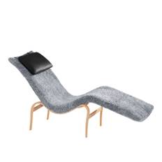Bruno Mathsson - Mi 036 Modell 36 - Fårskinn Scandinavian Grey - Liggfåtöljer - Bruno Mathsson - Vit - Läder/Trä/Ull