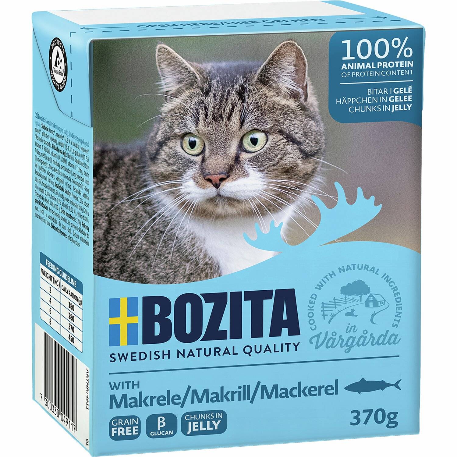 Våtfoder Bozita Bitar i gelé med makrill 370g