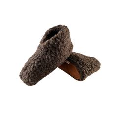 Fluffy Uld Hjemmesko (100% ren uld) - Model Brun - Dansk Design fra SHUS (Størrelse: 44)