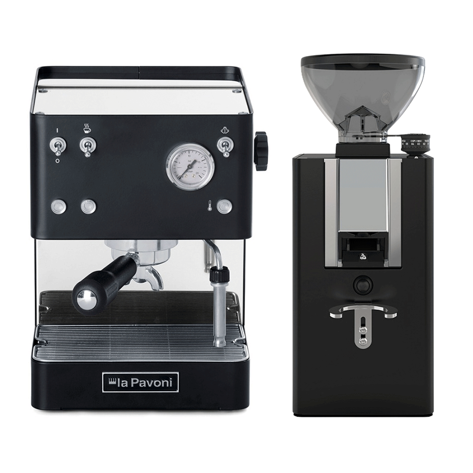 La Pavoni New Casa Bar Sort LPMCBN01EU Espressomaskine Inkl. La Pavoni New Kube Sort LPGKBN02EU Espressokværn