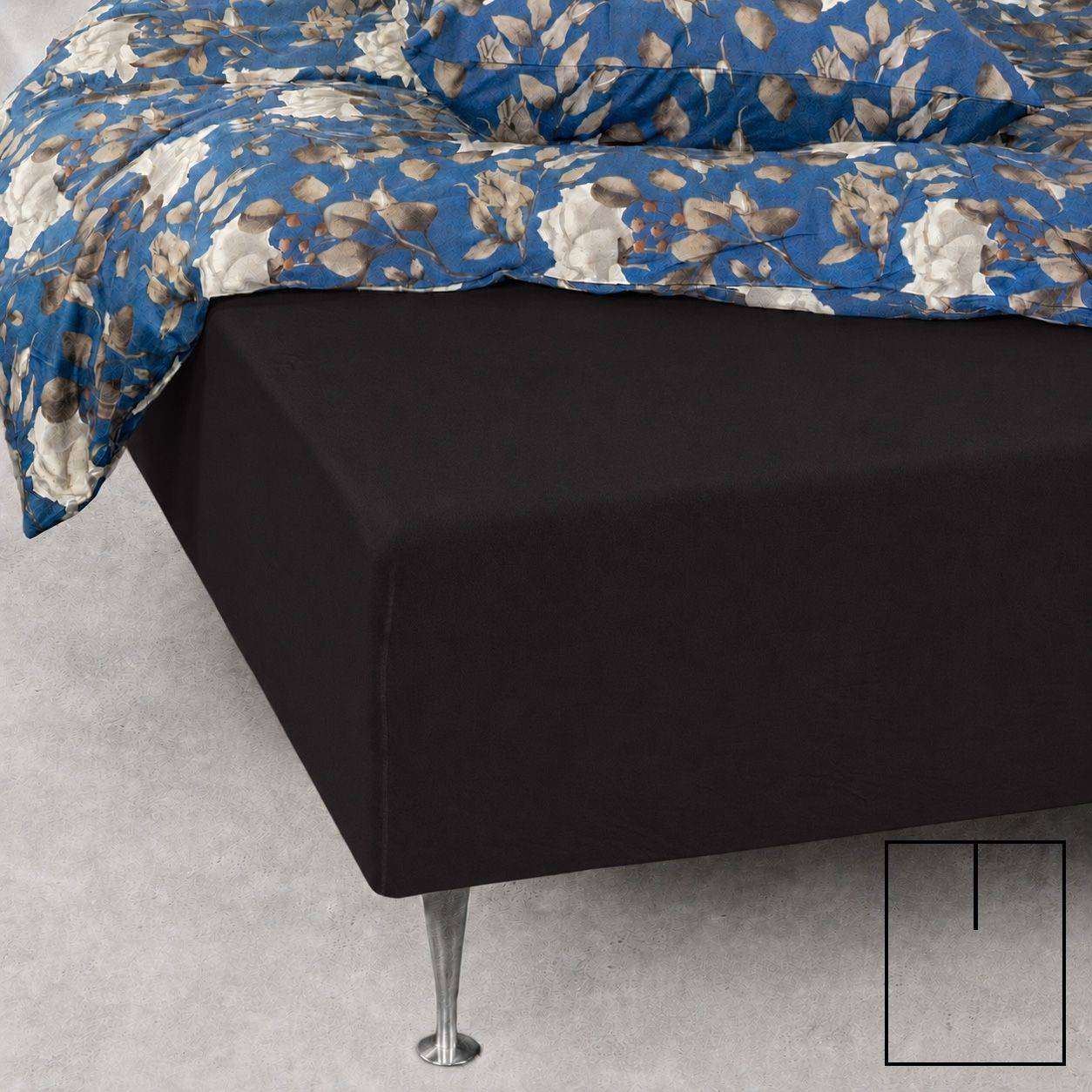 Splitlagen - U-split - 180x200 cm - Sort - 100% Bomuld jersey lagen - Stræklagen til elevationsseng