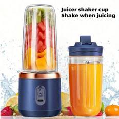 1 st. bärbar elektrisk juicer/blender, 13,53 oz, med 6 blad, dubbla koppar, trådlös laddningsbar mini-smoothiemaskin, lämplig för shakes, grönsaker oc - Multifärgad (blå,rosa)